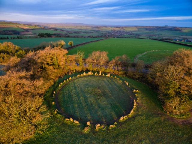 The Rollright Stones, on the Cotswolds north of Oxford – a circle of stones