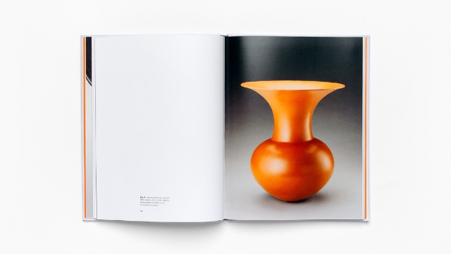 Magdalene Odundo: A Dialogue with Objects 2 page spread with large orange vase.