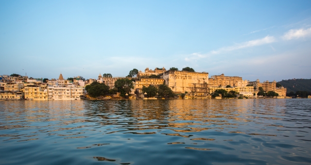 Lake view of the City Palace complex, overlooking Lake Pichola, Udaipur