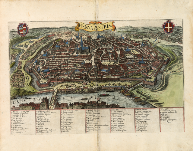 old map of Vienna, Austria